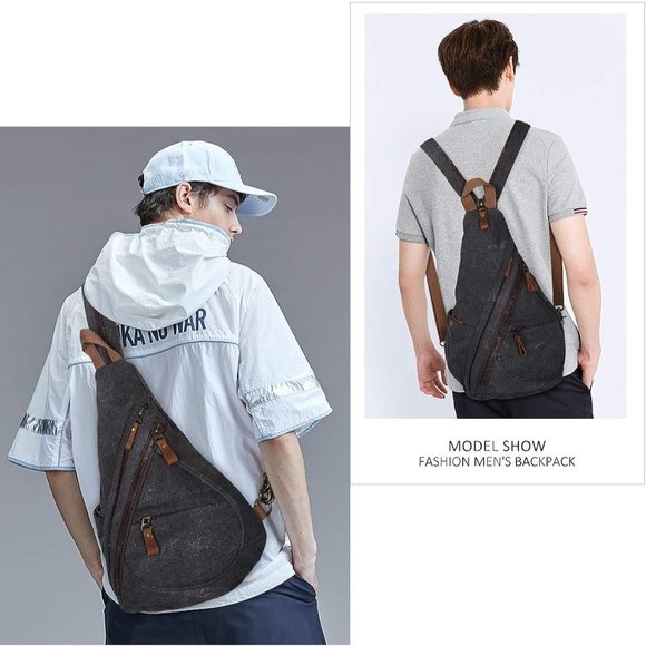 Women Small Casual Canvas Sling Crossbody Shoulder Backpack